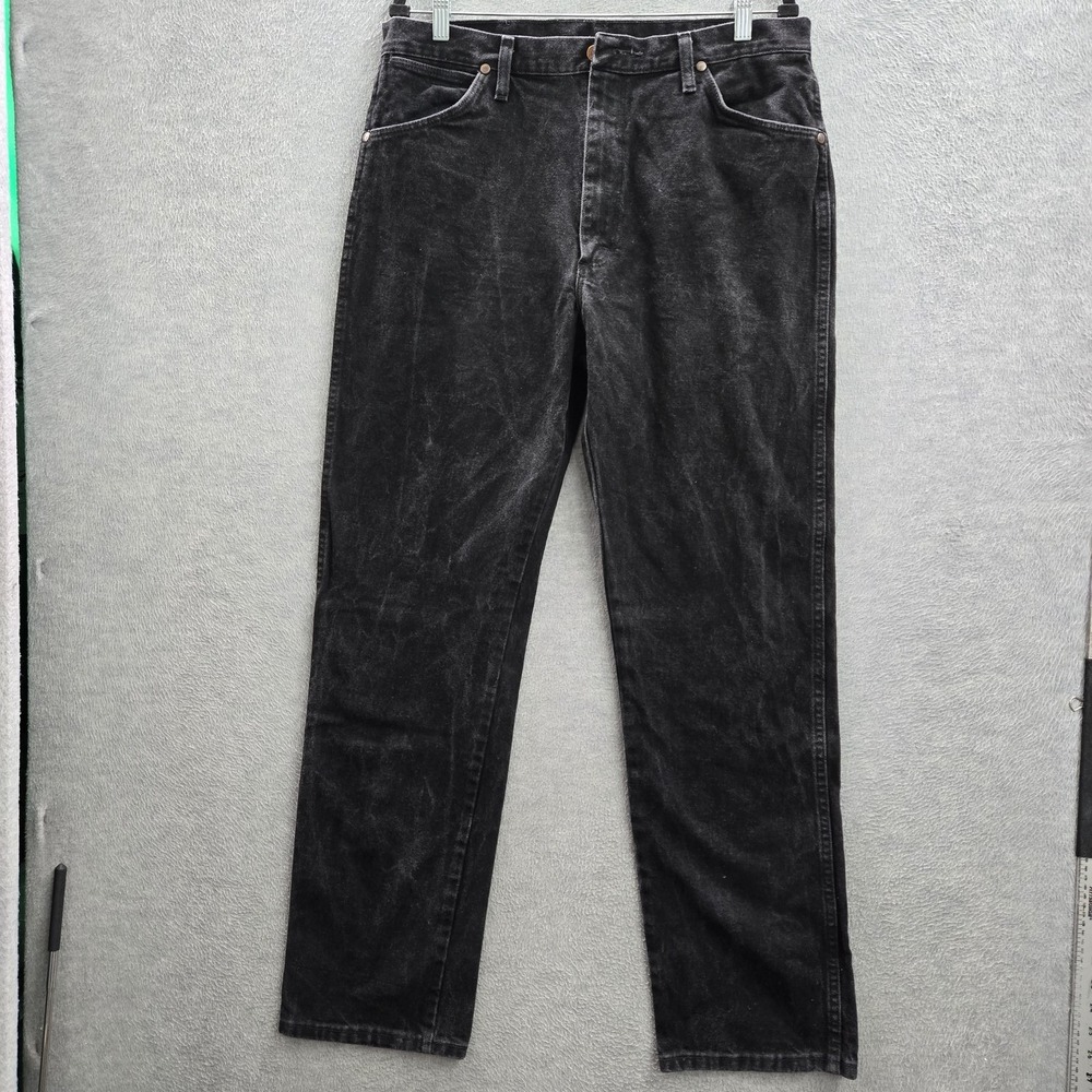 Wrangler Men Jeans 35X34 Black Denim 13MWZMK Cowboy Cut Original Fit‎ 33" Inseam